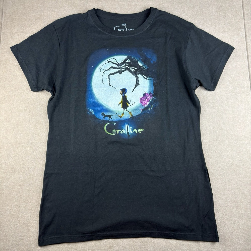 Coraline T Shirt Women's 3X Black Horror Halloween Movie Tee Ripple Junction